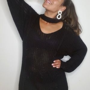 black blouse Sweater V Neck